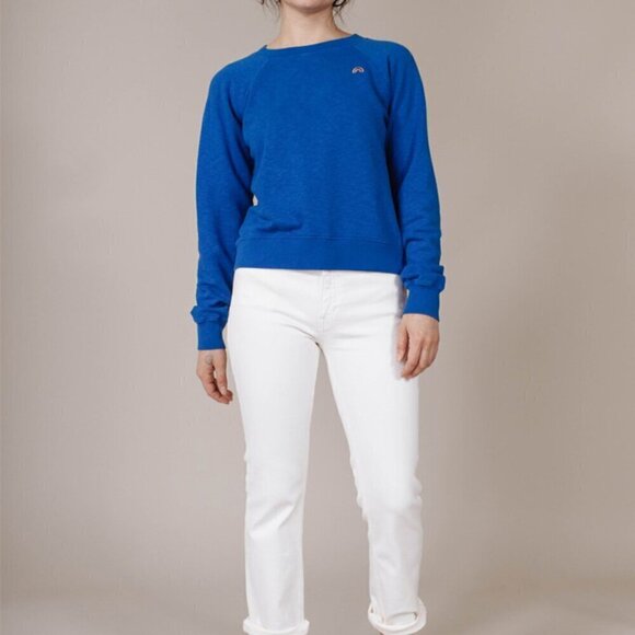 M.i.h Jeans Two Shot Sweatshirt Classic Blue Rainbow Patch Large - Picture 2 of 7